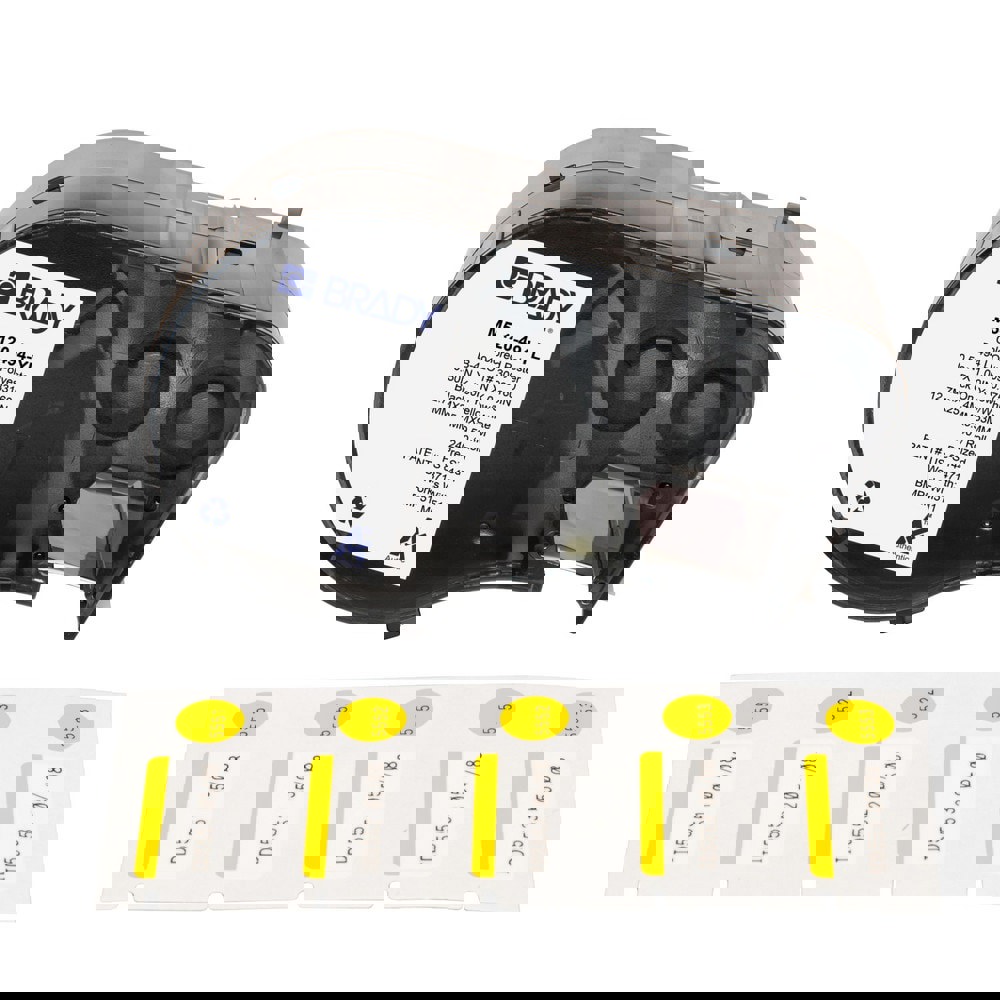 Labels, Ribbons & Tapes; Application: Label Printer Cartridge ; Type: Label Printer Cartridge ; Color Family: Yellow ; Color: Black on Yellow, White ; Number Of Labels Per Roll: 240 ; Label Diameter (Inch): 3/8